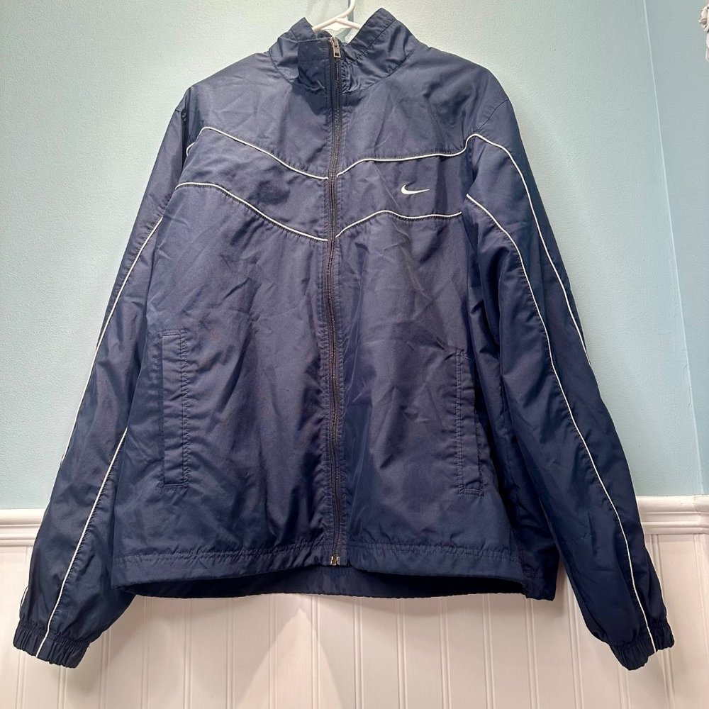 Nike XL Vintage The Athletic Dept Zip Windbreaker Track Jacket Streetwear Navy - Picture 2 of 16